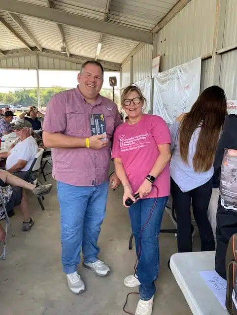 Shannon Gowan Dean with a winner at the Sporting Clay Shoot benefiting the Ronald McDonald House of Temple