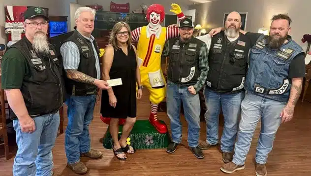 Motocycle Club presents a check to the Ronald McDonald House of Temple, TX