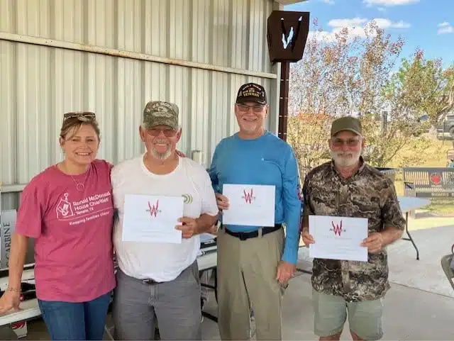 Winners holding their awards at the Sporting Clay Shoot benefiting the Ronald McDonald House of Temple